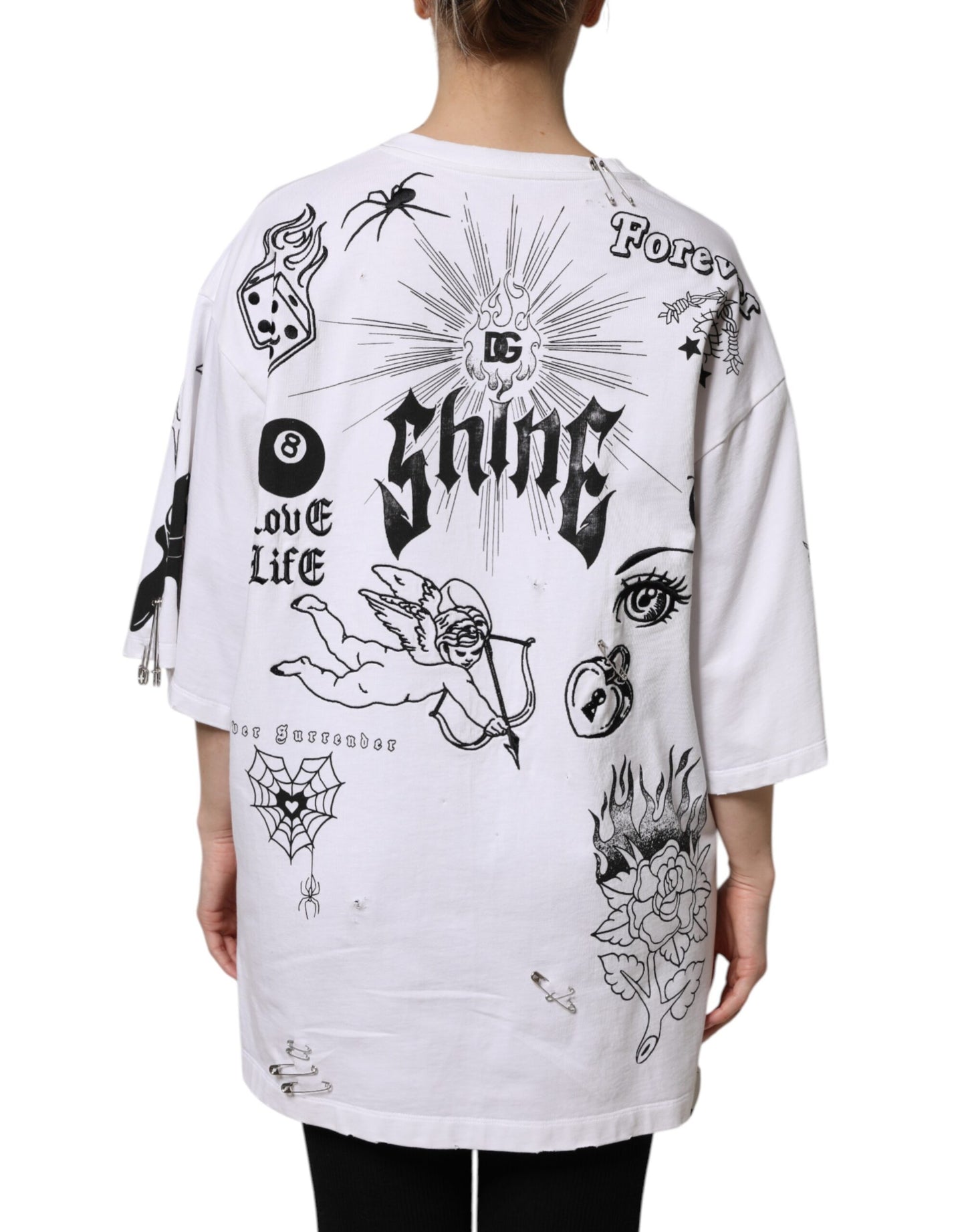 Dolce & Gabbana White Cotton DG BLESSED Printed T-shirt by Dolce & Gabbana