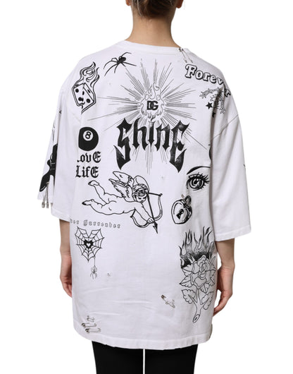 Dolce & Gabbana White Cotton DG BLESSED Printed T-shirt by Dolce & Gabbana