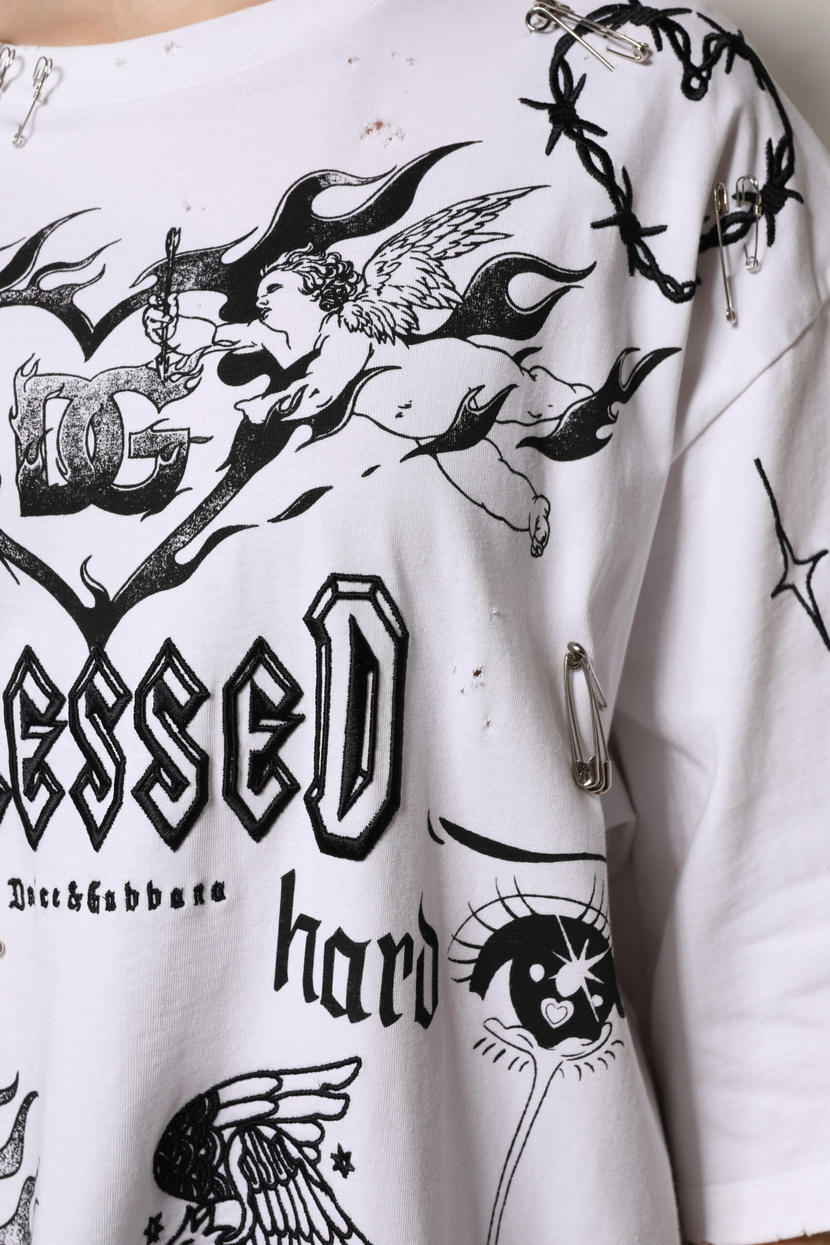 Dolce & Gabbana White Cotton DG BLESSED Printed T-shirt by Dolce & Gabbana