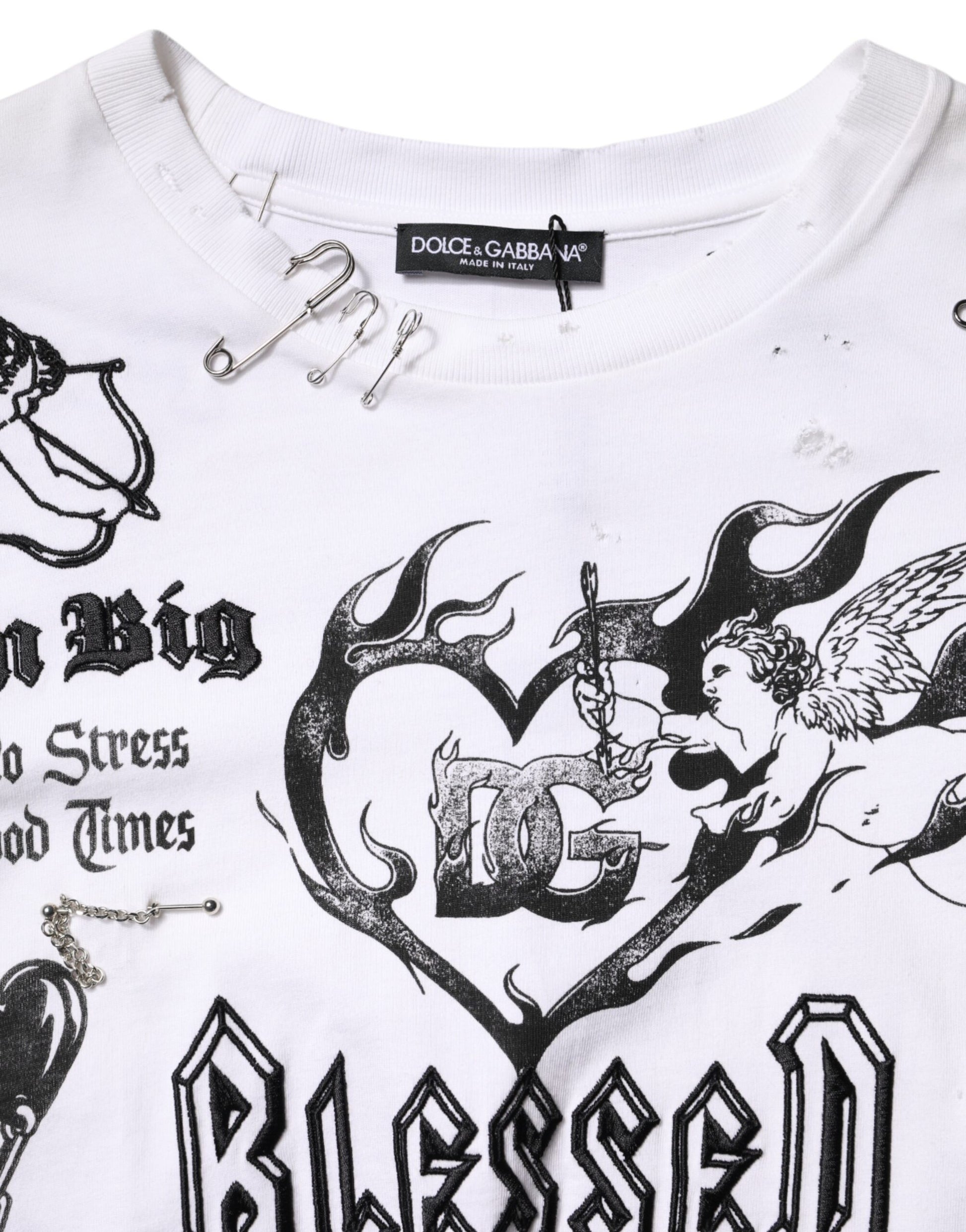 Dolce & Gabbana White Cotton DG BLESSED Printed T-shirt by Dolce & Gabbana