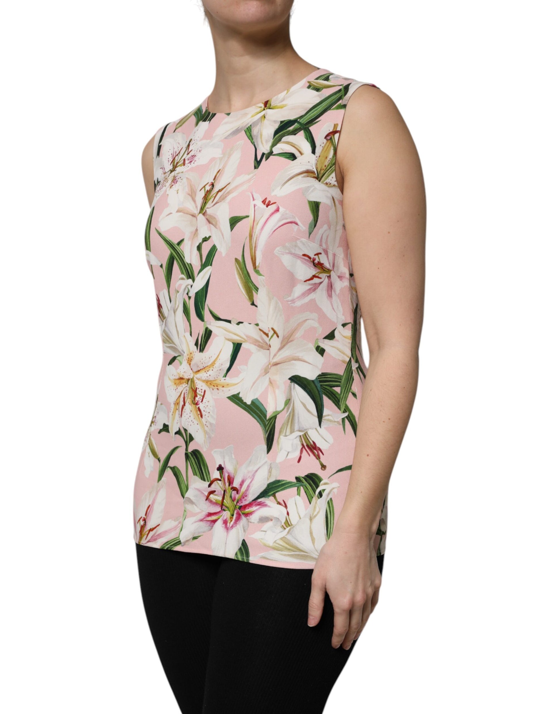 Dolce & Gabbana Multicolor Floral Print Round Neck Tank Top by Dolce & Gabbana