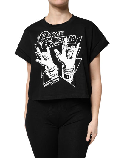 Dolce & Gabbana Black Cotton Printed Short Sleeves T-shirt by Dolce & Gabbana