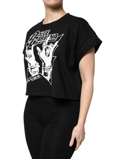 Dolce & Gabbana Black Cotton Printed Short Sleeves T-shirt by Dolce & Gabbana