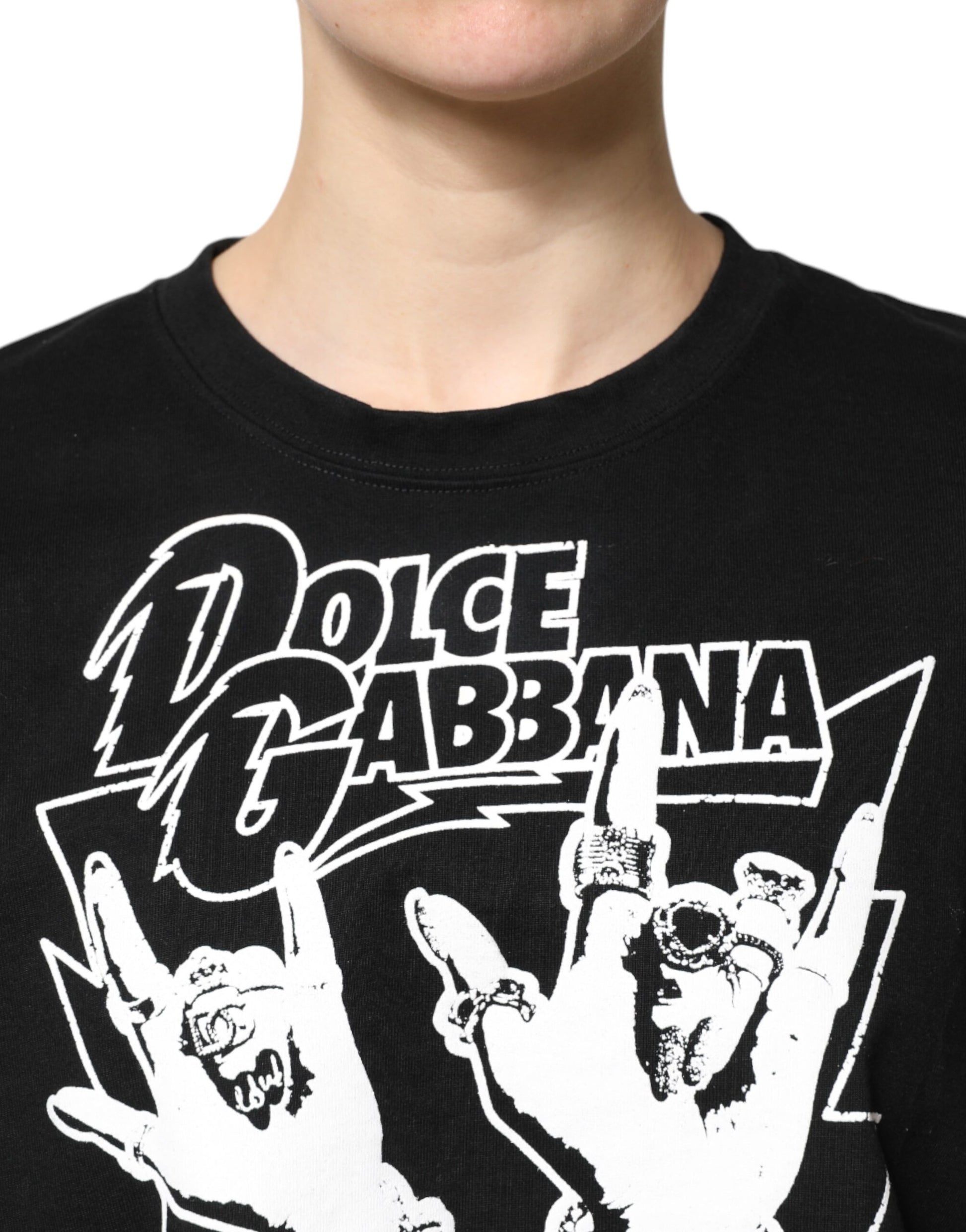 Dolce & Gabbana Black Cotton Printed Short Sleeves T-shirt by Dolce & Gabbana