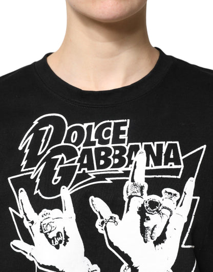 Dolce & Gabbana Black Cotton Printed Short Sleeves T-shirt by Dolce & Gabbana
