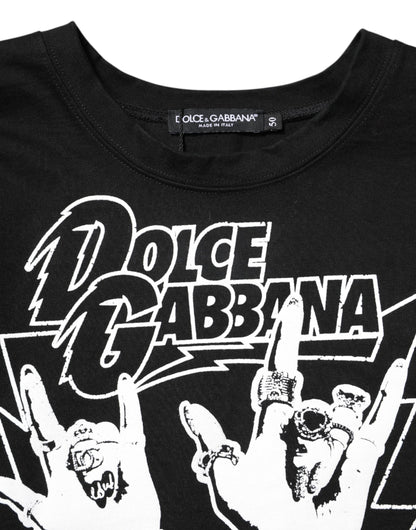 Dolce & Gabbana Black Cotton Printed Short Sleeves T-shirt by Dolce & Gabbana