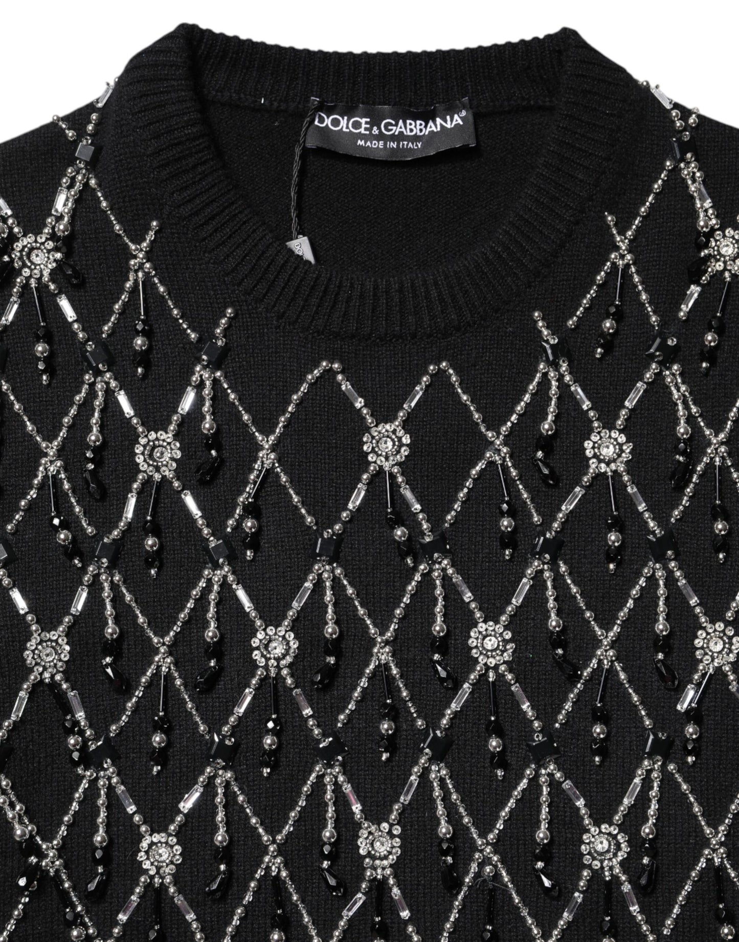 Dolce &amp; Gabbana Haut à manches longues orné de cachemire noir