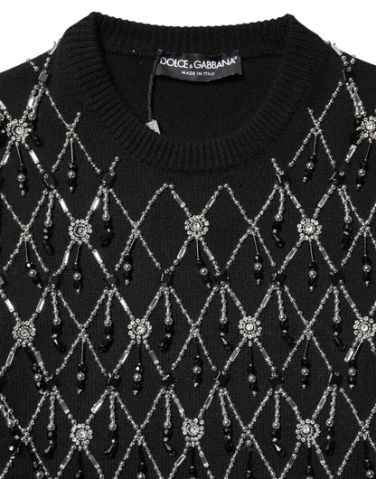 Dolce &amp; Gabbana Haut à manches longues orné de cachemire noir