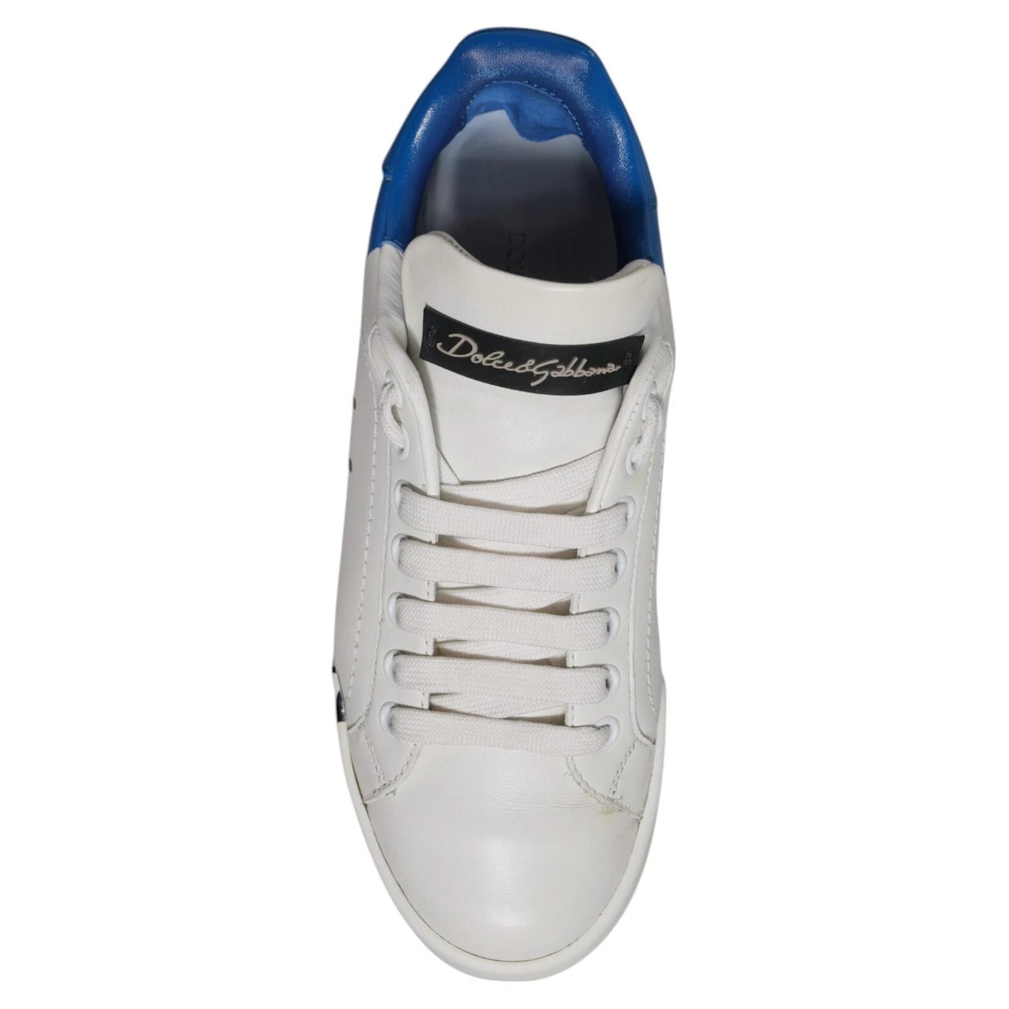 Dolce & Gabbana White Blue Logo Portofino Sneakers Shoes by Dolce & Gabbana