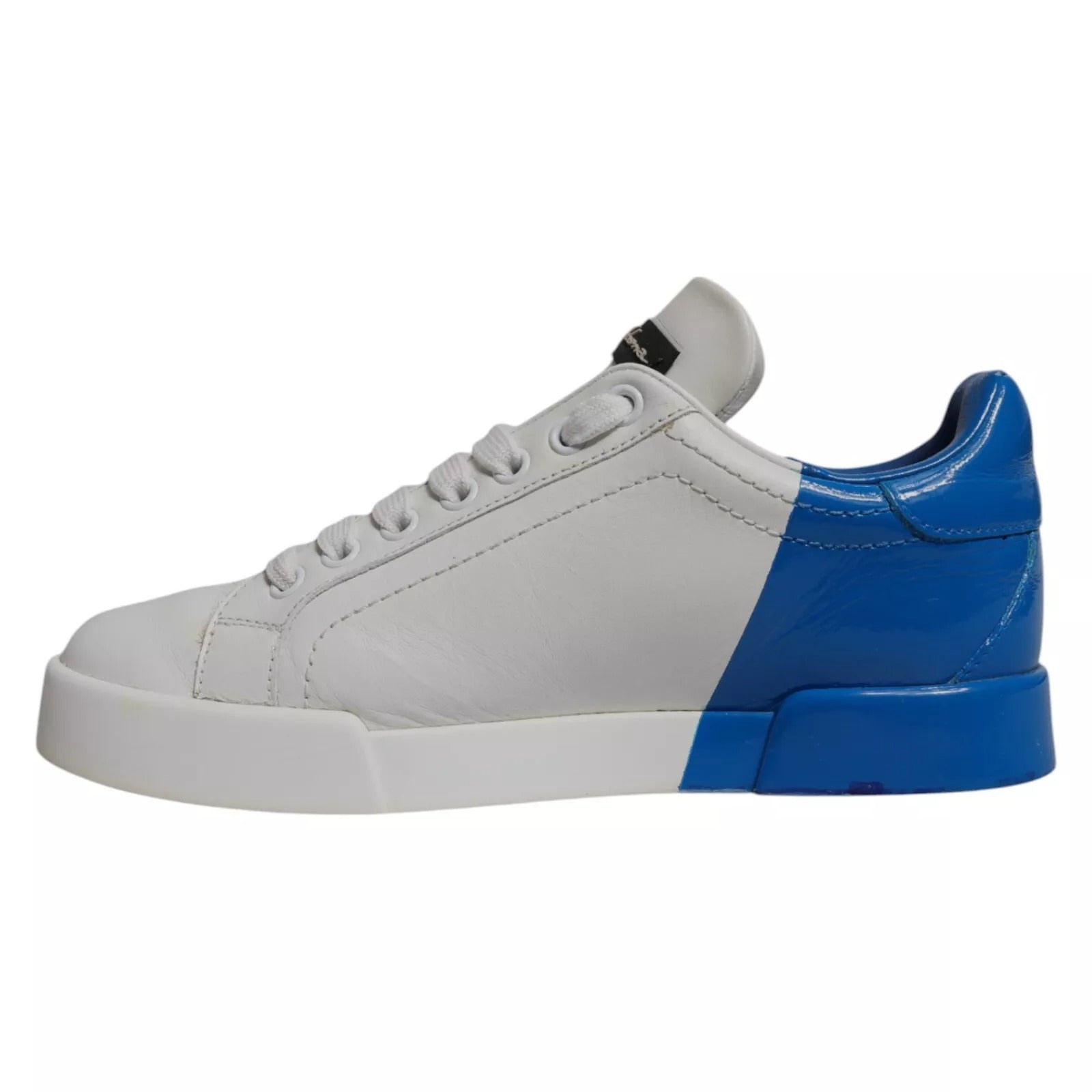 Dolce & Gabbana White Blue Logo Portofino Sneakers Shoes by Dolce & Gabbana