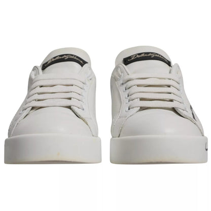 Dolce & Gabbana White Blue Logo Portofino Sneakers Shoes by Dolce & Gabbana