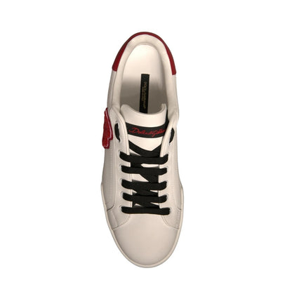 Dolce & Gabbana White Leather DG Logo Low Top Sneaker Shoes by Dolce & Gabbana