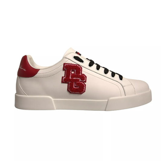 Dolce & Gabbana White Leather DG Logo Low Top Sneaker Shoes by Dolce & Gabbana