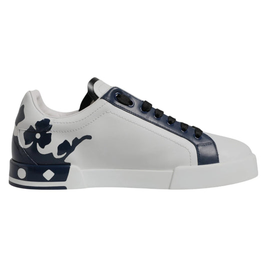 Dolce & Gabbana White Blue Crown Low Top Men Sneakers Shoes by Dolce & Gabbana