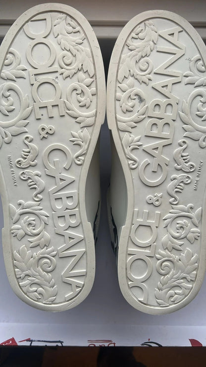 Dolce & Gabbana White Blue Crown Low Top Men Sneakers Shoes by Dolce & Gabbana
