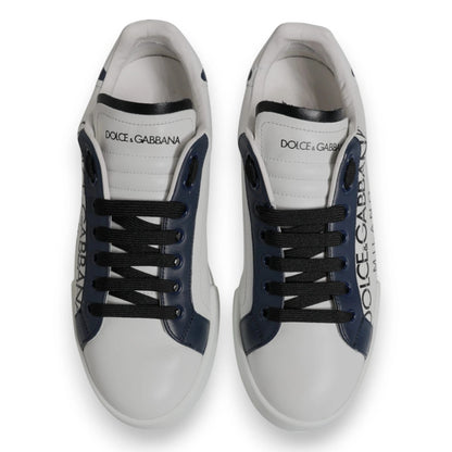 Dolce & Gabbana White Blue Crown Low Top Men Sneakers Shoes by Dolce & Gabbana