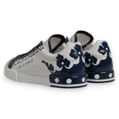 Dolce & Gabbana White Blue Crown Low Top Men Sneakers Shoes by Dolce & Gabbana