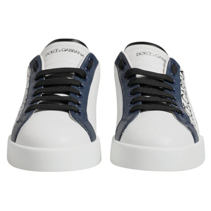 Dolce & Gabbana White Blue Crown Low Top Men Sneakers Shoes by Dolce & Gabbana