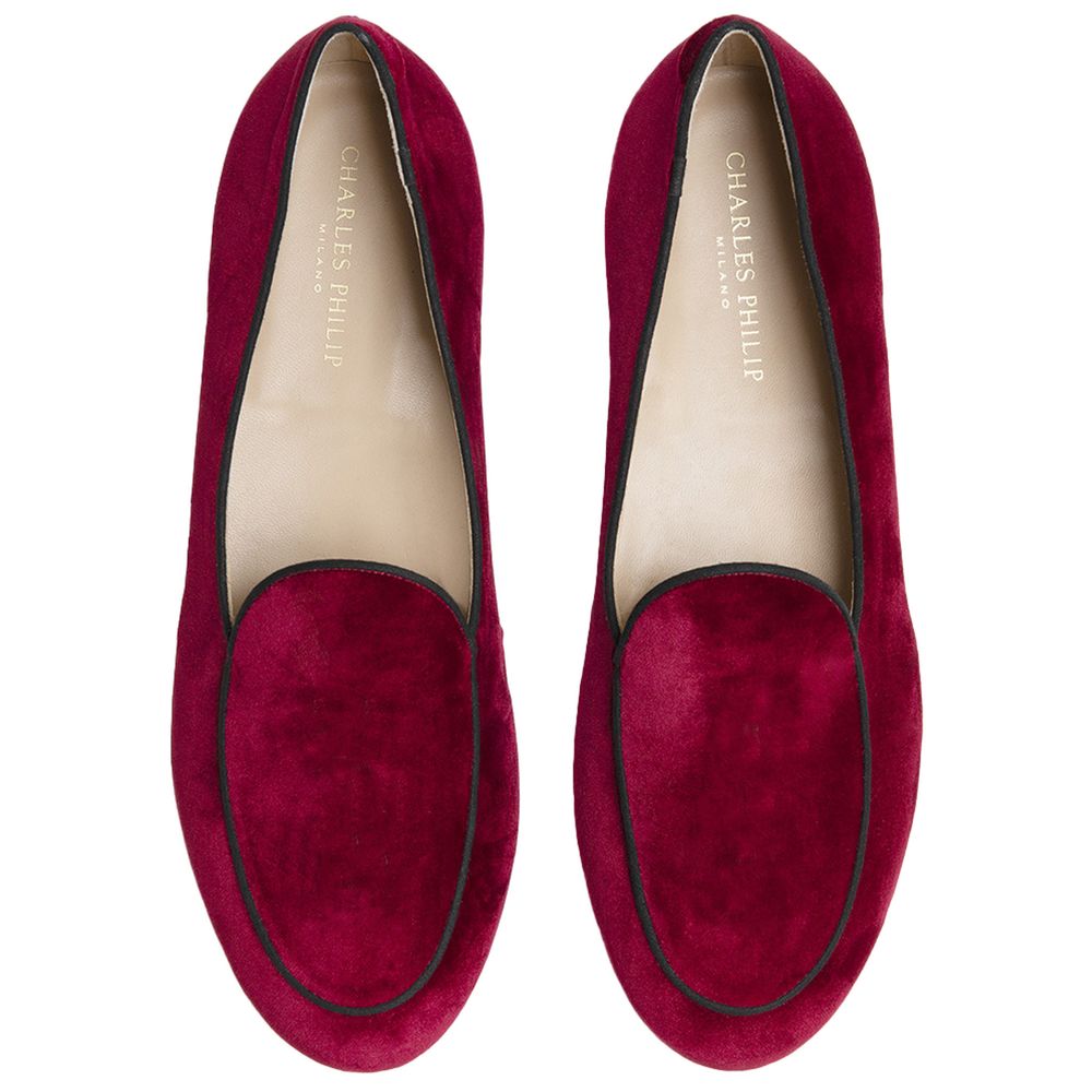 Mocassins en velours rouge Charles Philip