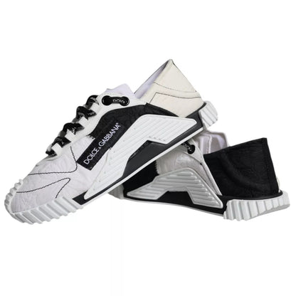 Dolce & Gabbana White Black Low Top NS1 Sneakers Shoes by Dolce & Gabbana