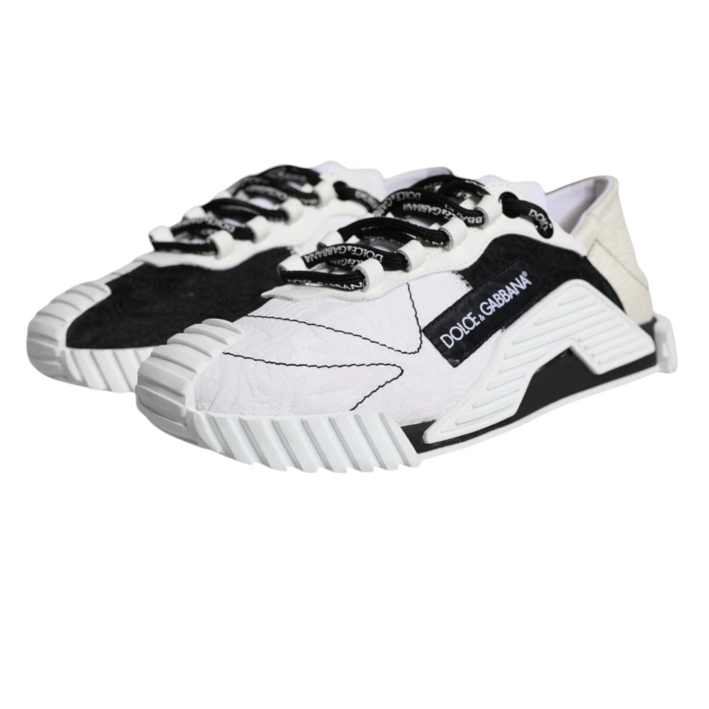 Dolce & Gabbana White Black Low Top NS1 Sneakers Shoes by Dolce & Gabbana