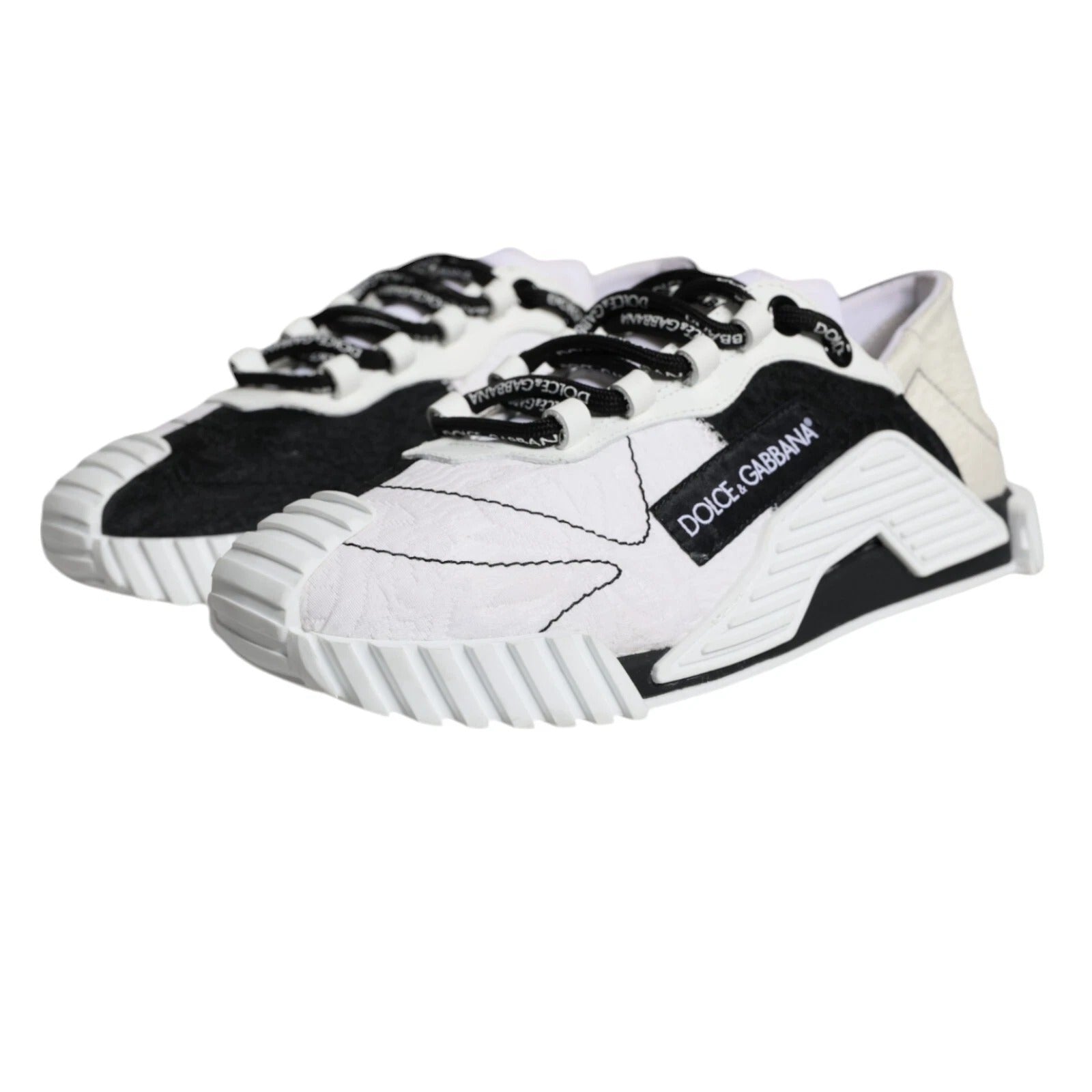 Dolce & Gabbana White Black Low Top NS1 Sneakers Shoes by Dolce & Gabbana