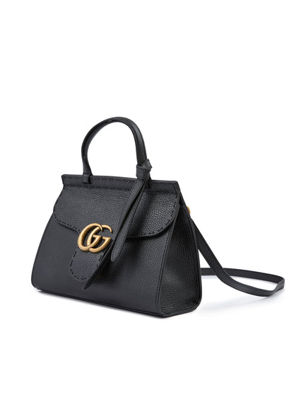 Sac à main Gucci en cuir noir GG Marmont