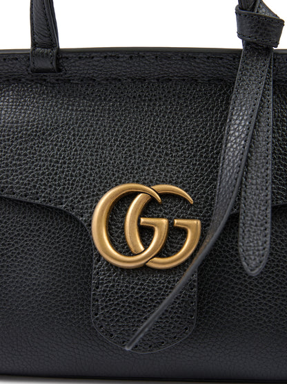 Sac à main Gucci en cuir noir GG Marmont