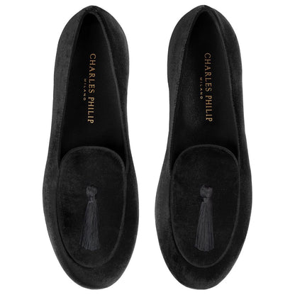 Mocassins en velours noir Charles Philip