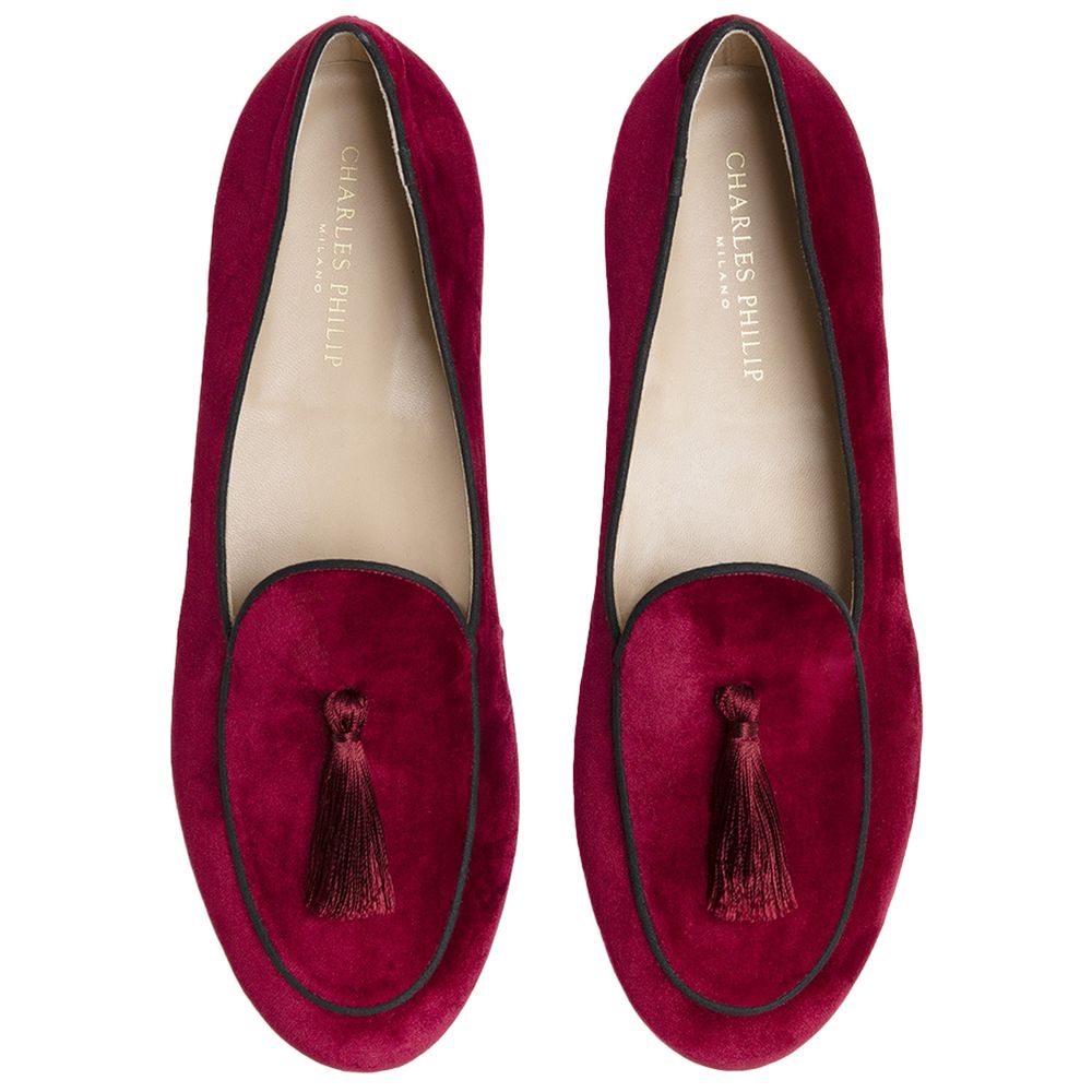 Mocassins en velours rouge Charles Philip