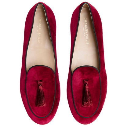 Mocassins en velours rouge Charles Philip