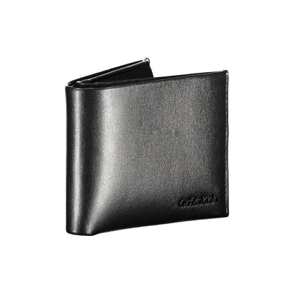 Portefeuille élégant à deux compartiments en cuir noir Calvin Klein