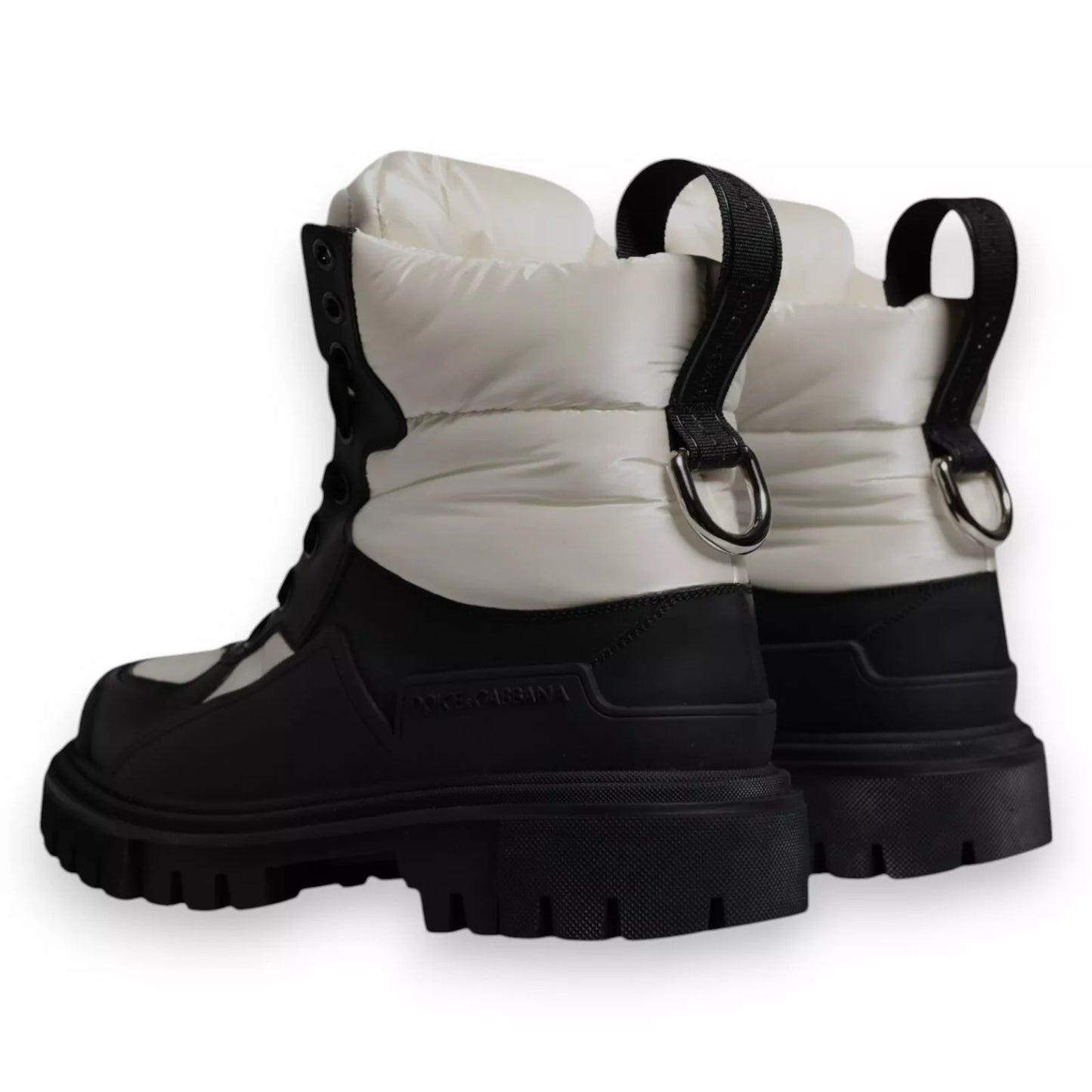 Bottes mi-mollet rembourrées noires et blanches à lacets Dolce &amp; Gabbana