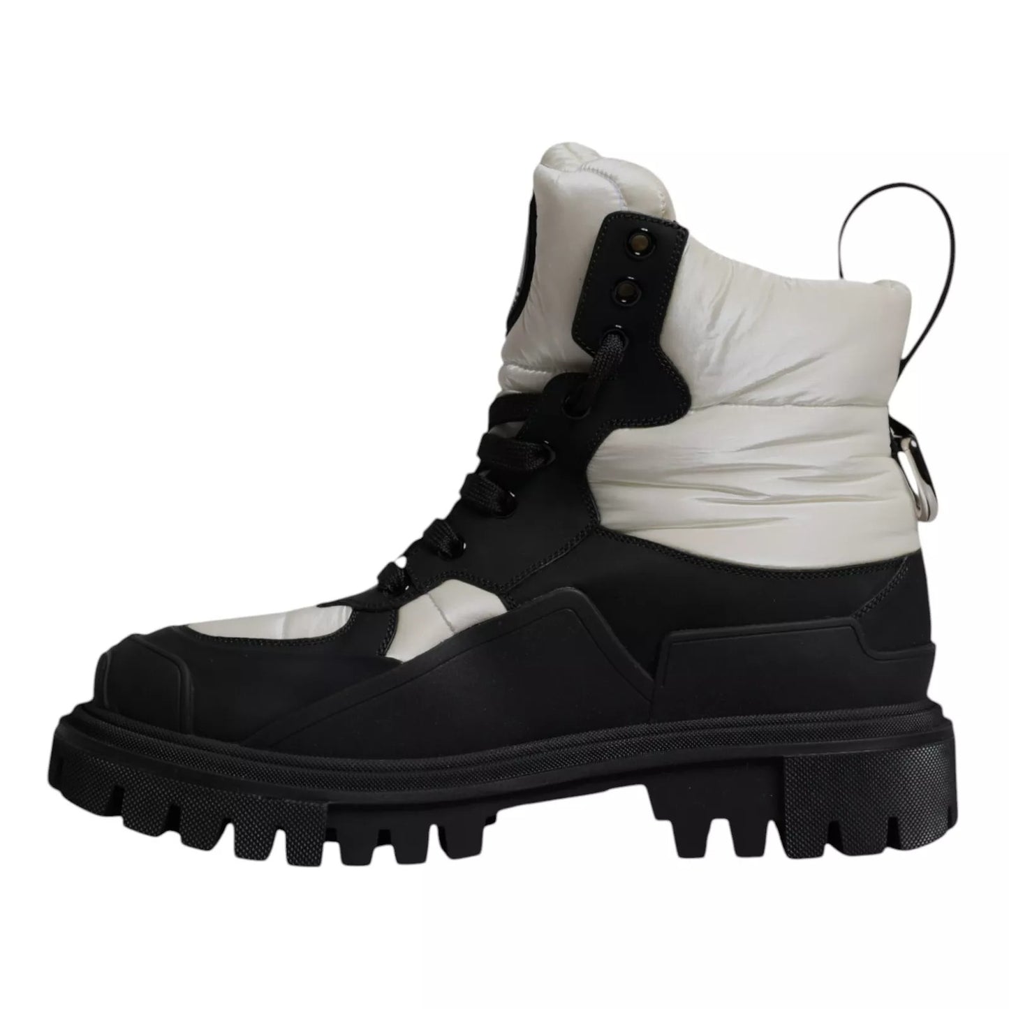Bottes mi-mollet rembourrées noires et blanches à lacets Dolce &amp; Gabbana