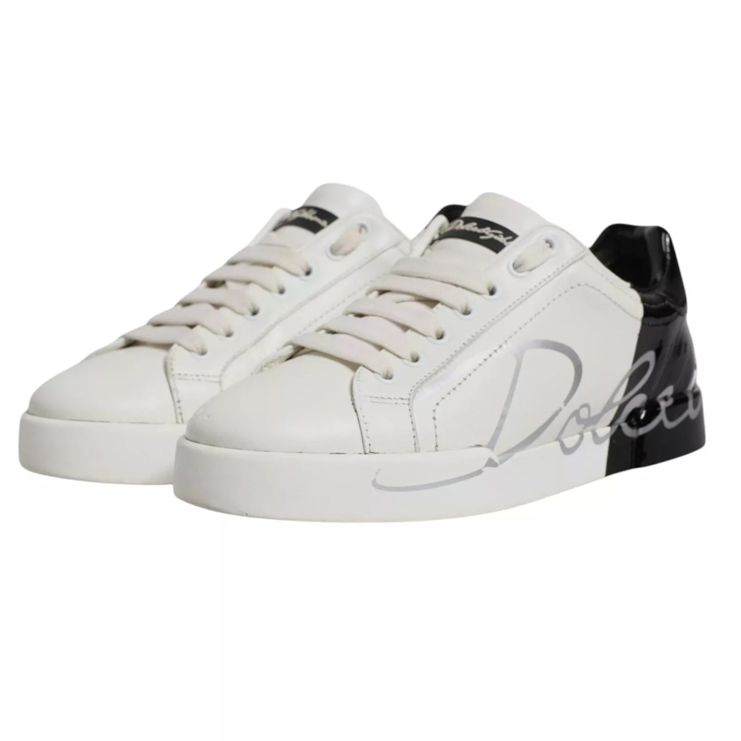Dolce & Gabbana White Black Logo Portofino Men Sneaker Shoe by Dolce & Gabbana