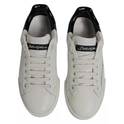 Dolce & Gabbana White Black Logo Portofino Men Sneaker Shoe by Dolce & Gabbana