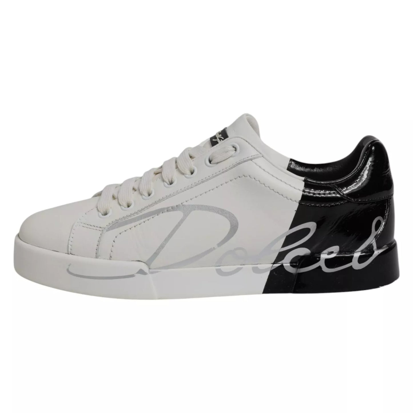 Dolce & Gabbana White Black Logo Portofino Men Sneaker Shoe by Dolce & Gabbana