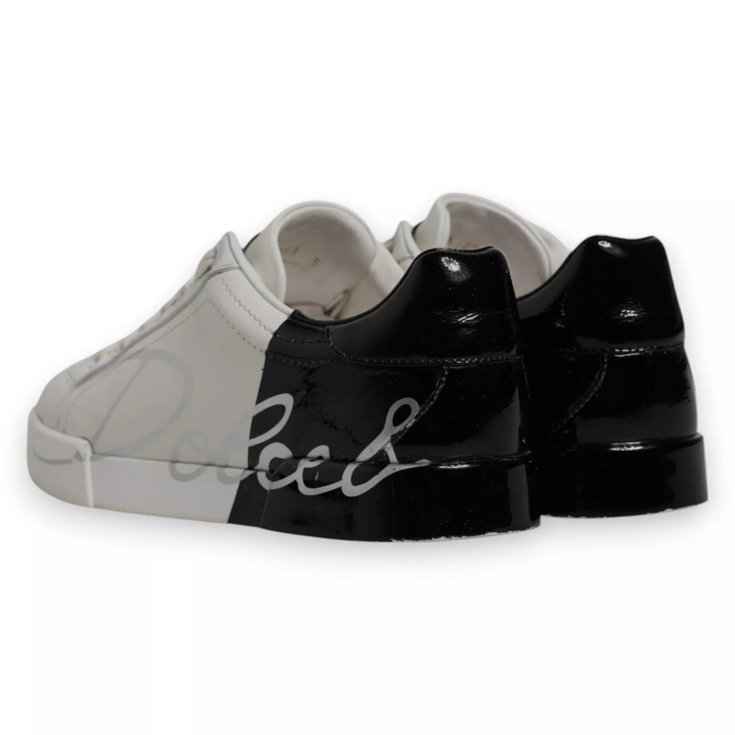 Dolce & Gabbana White Black Logo Portofino Men Sneaker Shoe by Dolce & Gabbana