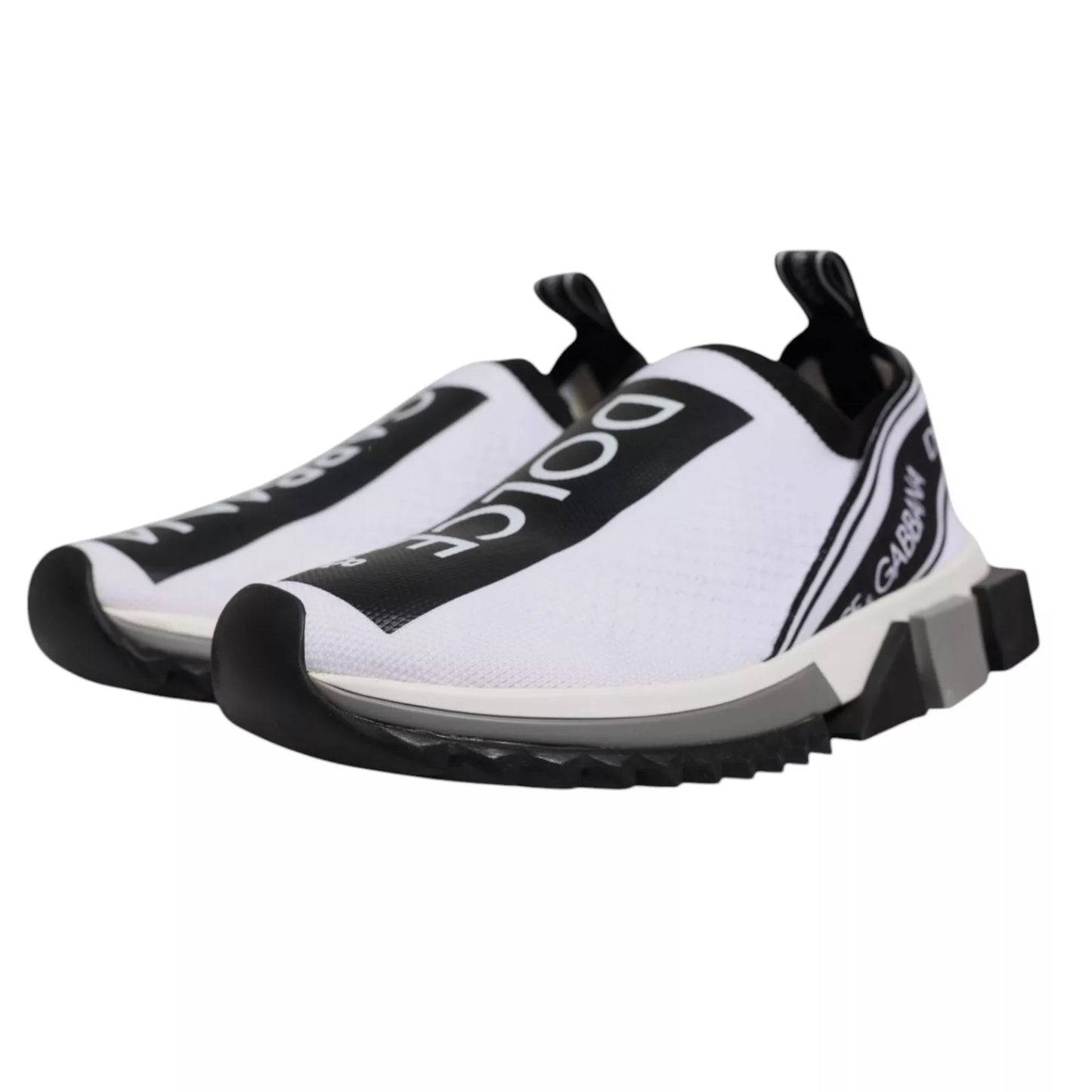 Dolce & Gabbana White Black Slip On Sorrento Sneakers Shoes by Dolce & Gabbana