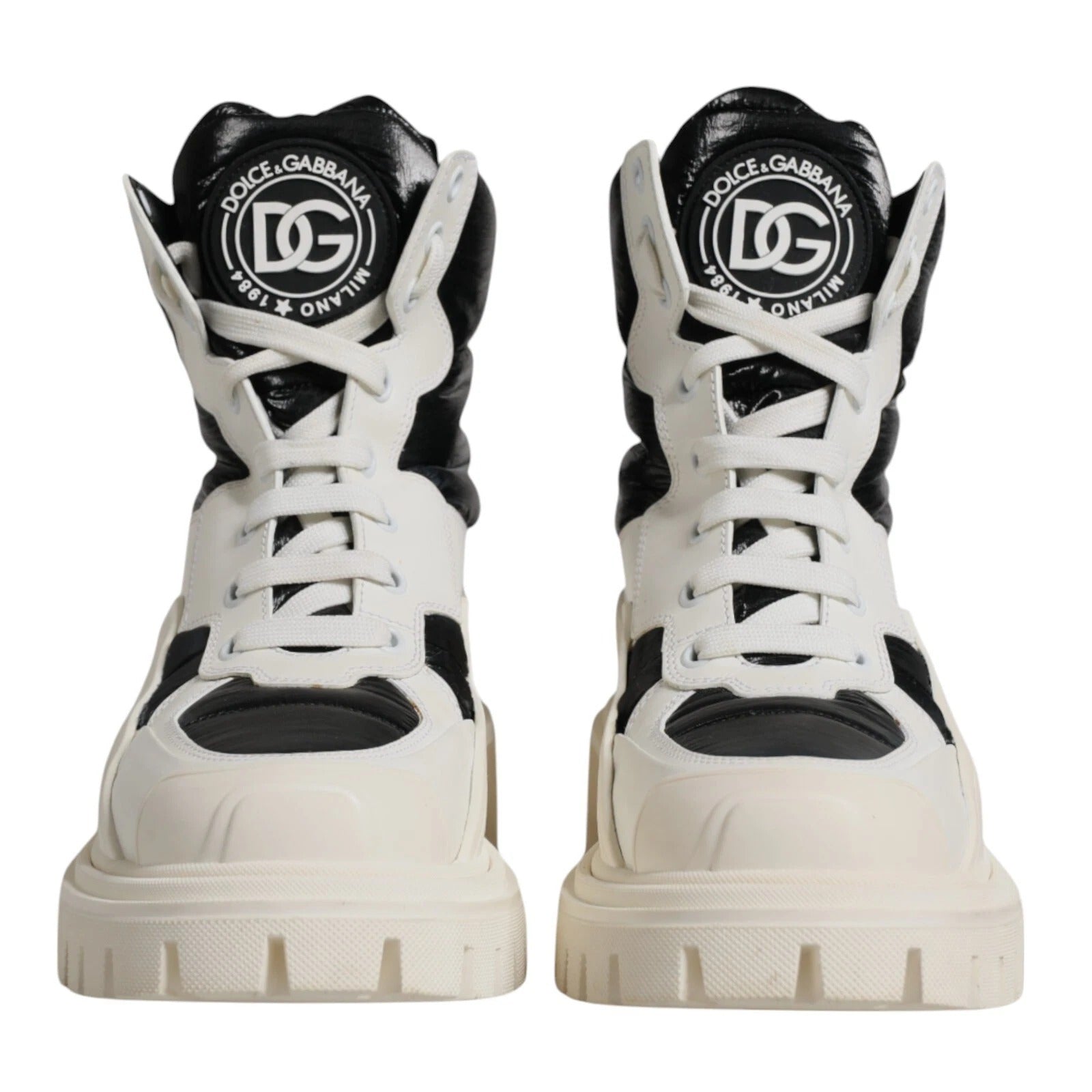 Dolce & Gabbana White Padded Mid Calf Lace Up Boots Shoes by Dolce & Gabbana