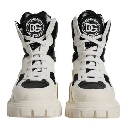 Dolce & Gabbana White Padded Mid Calf Lace Up Boots Shoes by Dolce & Gabbana