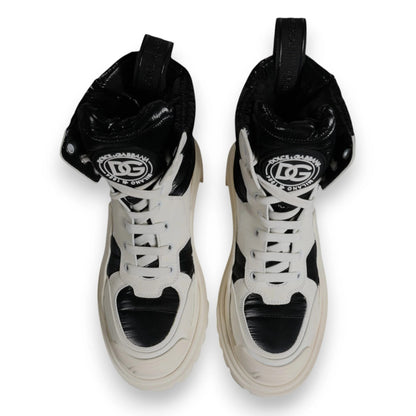 Dolce & Gabbana White Padded Mid Calf Lace Up Boots Shoes by Dolce & Gabbana
