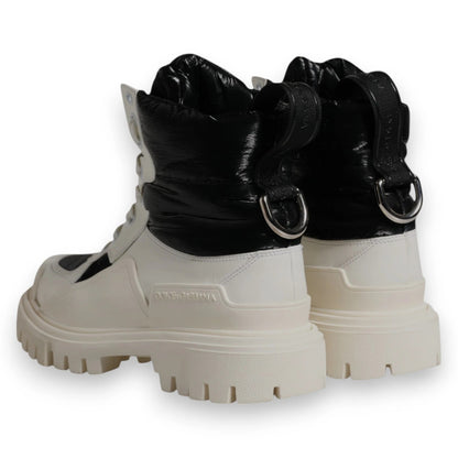 Dolce & Gabbana White Padded Mid Calf Lace Up Boots Shoes by Dolce & Gabbana