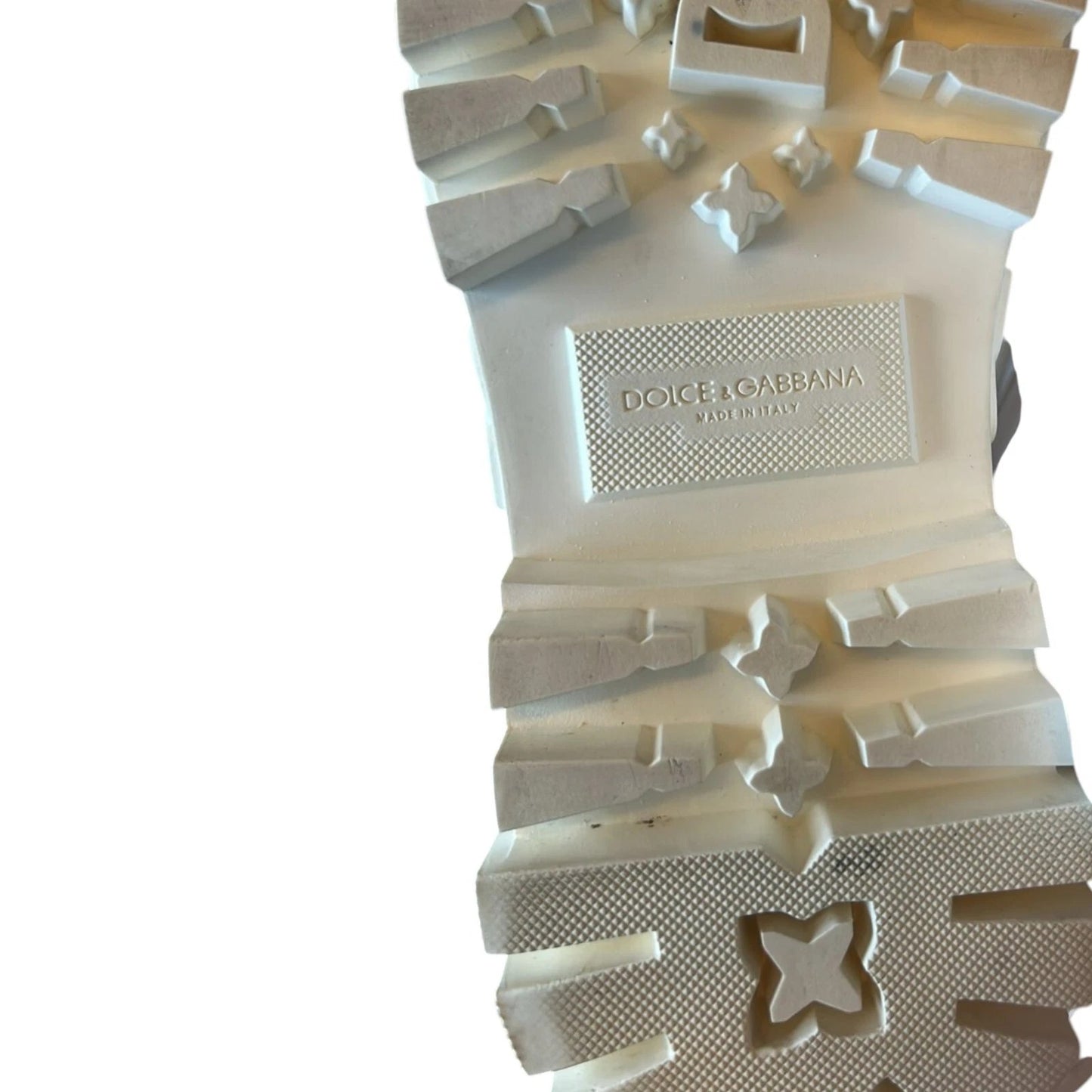 Dolce & Gabbana White Leather Rubber Logo Ankle Boots Shoes by Dolce & Gabbana