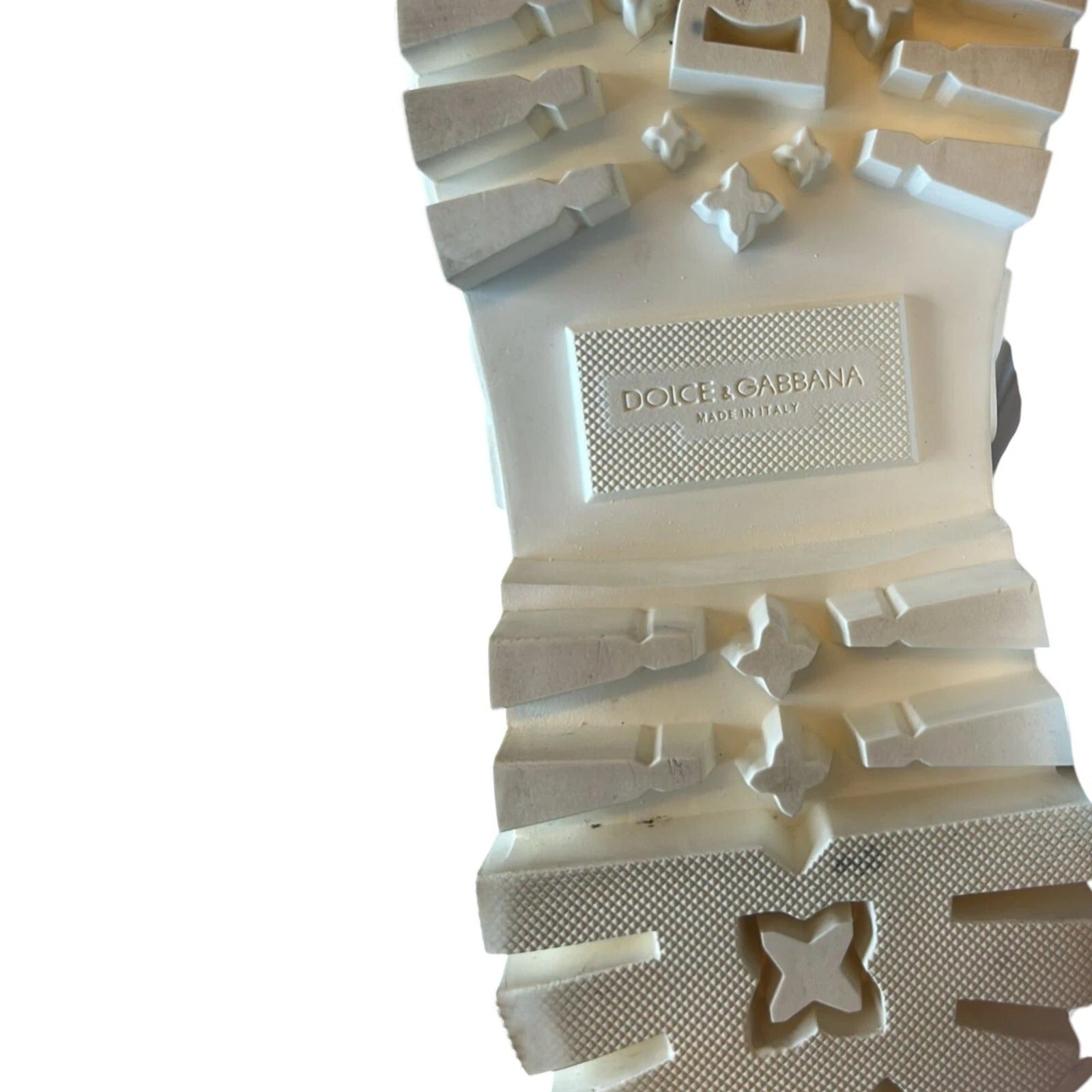 Dolce & Gabbana White Leather Rubber Logo Ankle Boots Shoes by Dolce & Gabbana