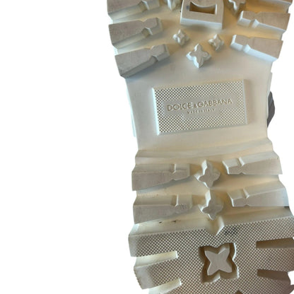 Dolce & Gabbana White Leather Rubber Logo Ankle Boots Shoes by Dolce & Gabbana