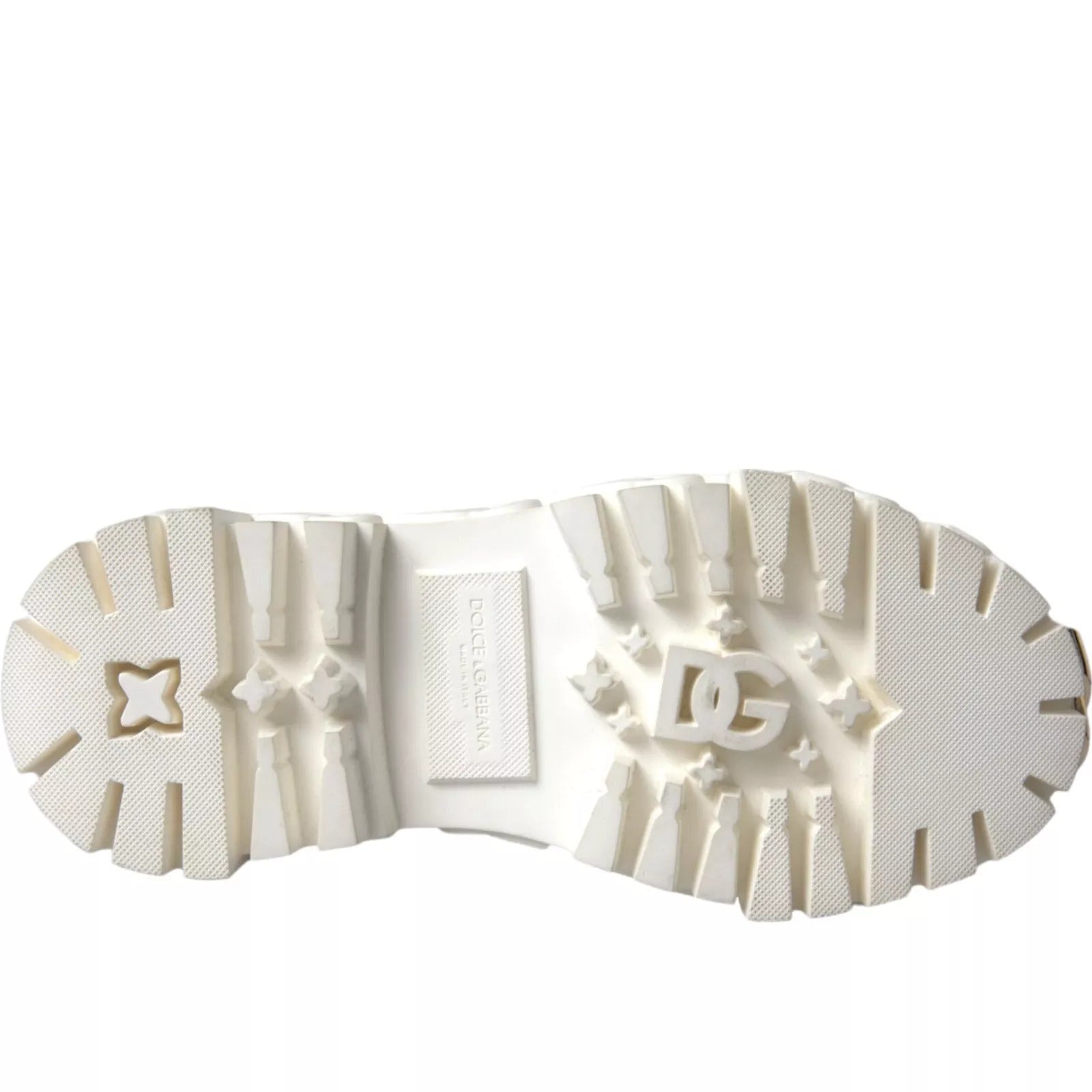 Dolce & Gabbana White Leather Rubber Logo Ankle Boots Shoes by Dolce & Gabbana