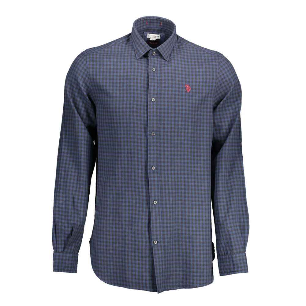 U.S. POLO ASSN Heren Overhemd Katoen Lange Mouwen - Blauw
