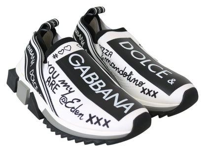 Dolce & Gabbana White Black Slip On Sorrento Sneakers by Dolce & Gabbana