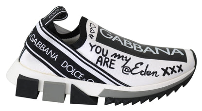Dolce & Gabbana White Black Slip On Sorrento Sneakers by Dolce & Gabbana